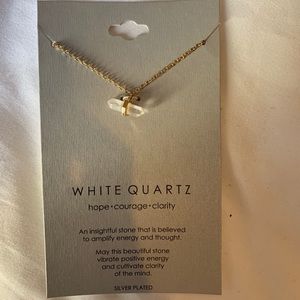 White quartz and gold chain necklace